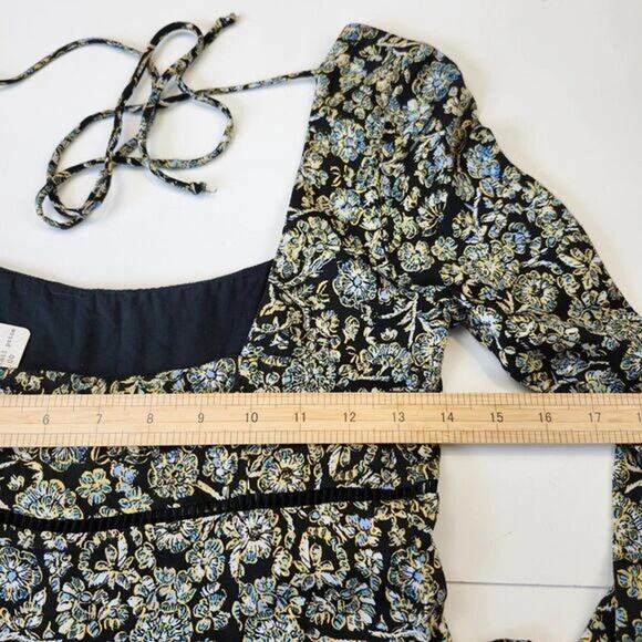 Free People Black Floral Mini Dress Size 2 NWT $128 - Picture 9 of 15